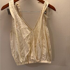 By Together Cream and Tan V-Neck Top